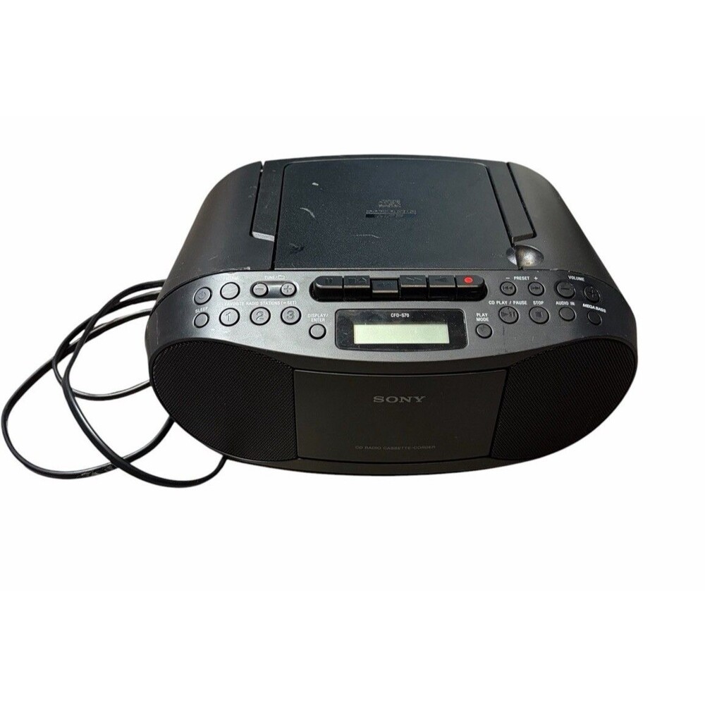 Sony CFD-S70 Boombox CD Player AM/FM Radio Cassette Black Portable Working